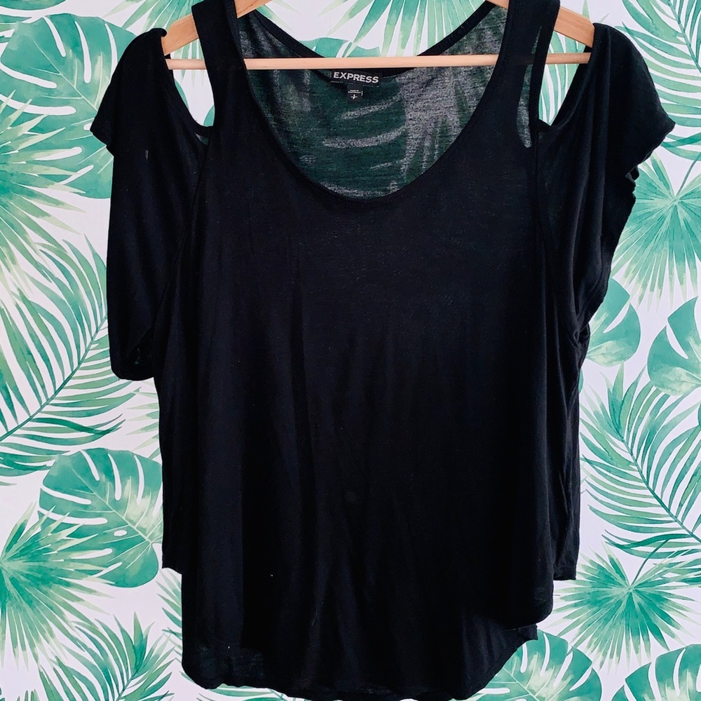 Express Partial Off The Shoulder Tee - image 1